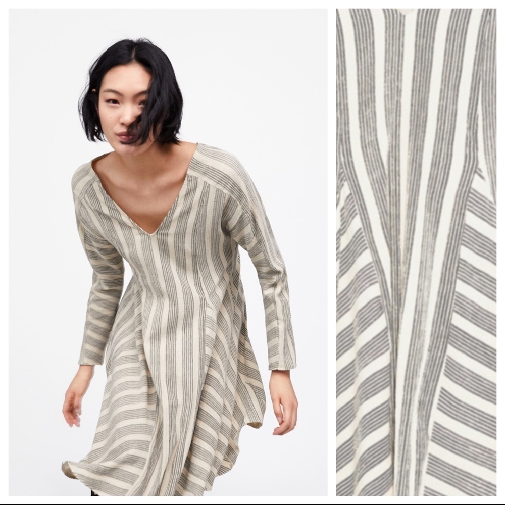 🌹NWT. Zara Two-toned Striped Mini Dress. Size M. - Picture 3 of 8